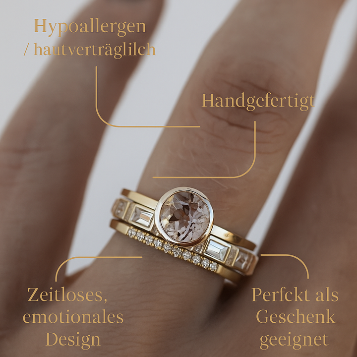 Colette - Set aus goldenen Kristallringen
