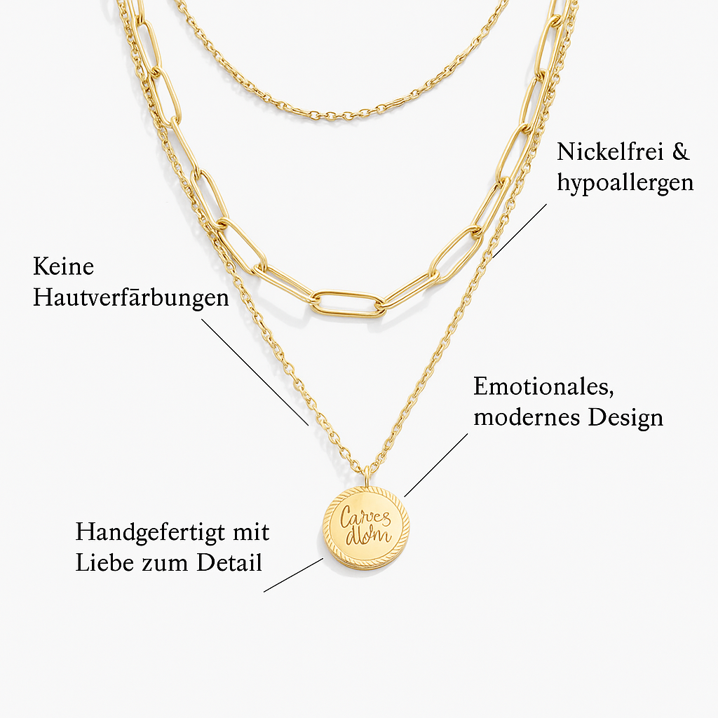 Lea – Zarter goldfarbener mehrstufiger Halsreif