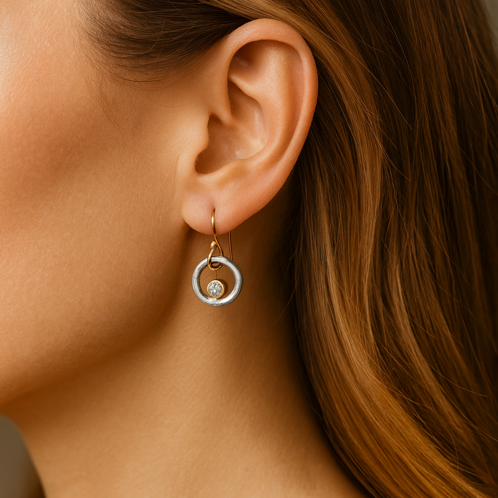 Marlene - Retro Gold- und Silberohrringe