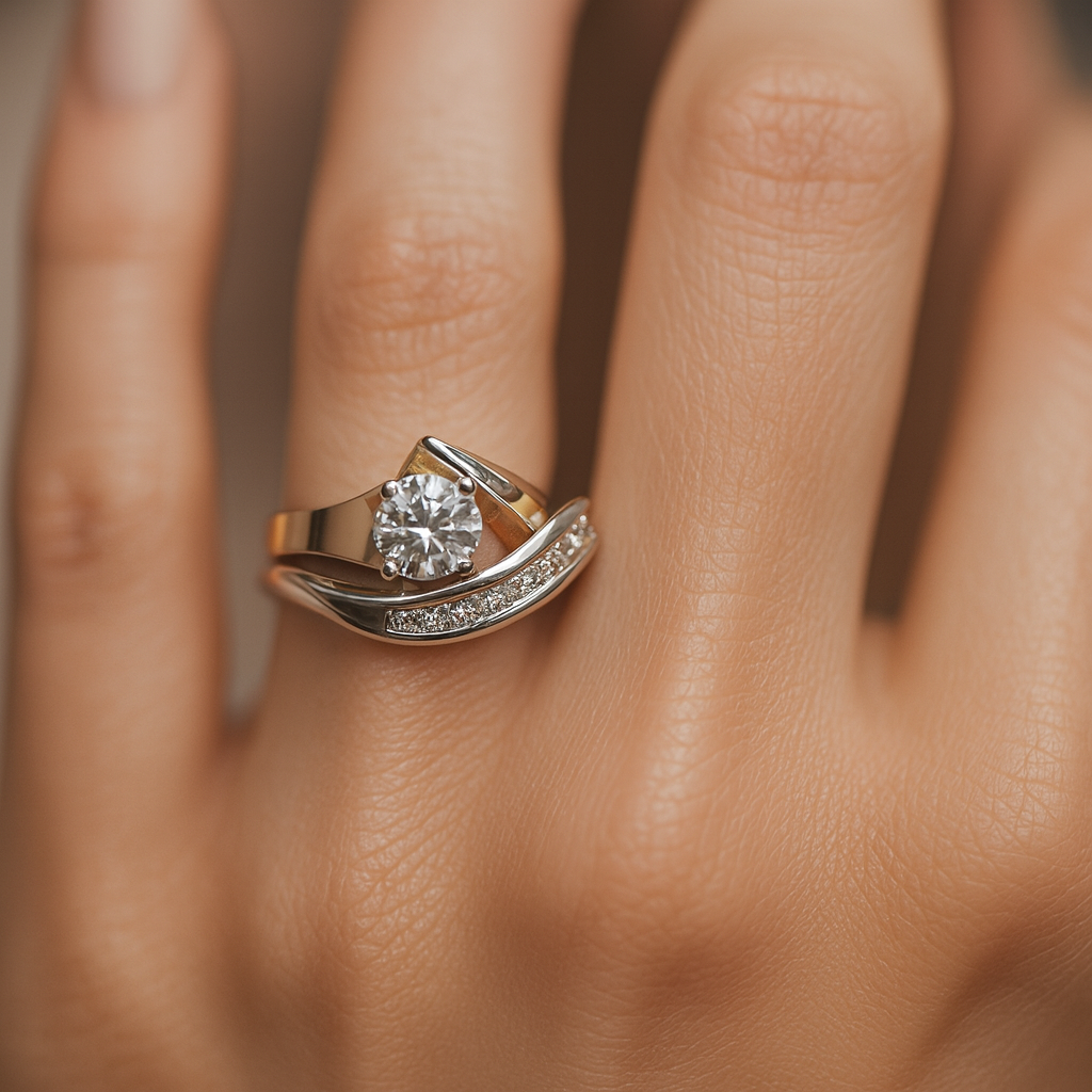 Karolina - Vintage Unregelmäßiger Gold- & Silber-Zirkonring