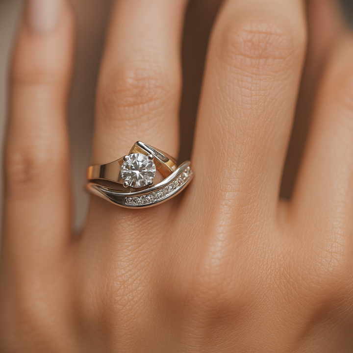 Karolina - Vintage Unregelmäßiger Gold- & Silber-Zirkonring