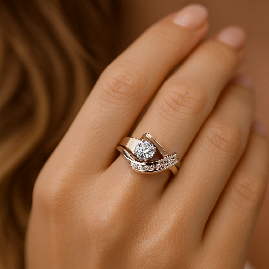 Karolina - Vintage Unregelmäßiger Gold- & Silber-Zirkonring