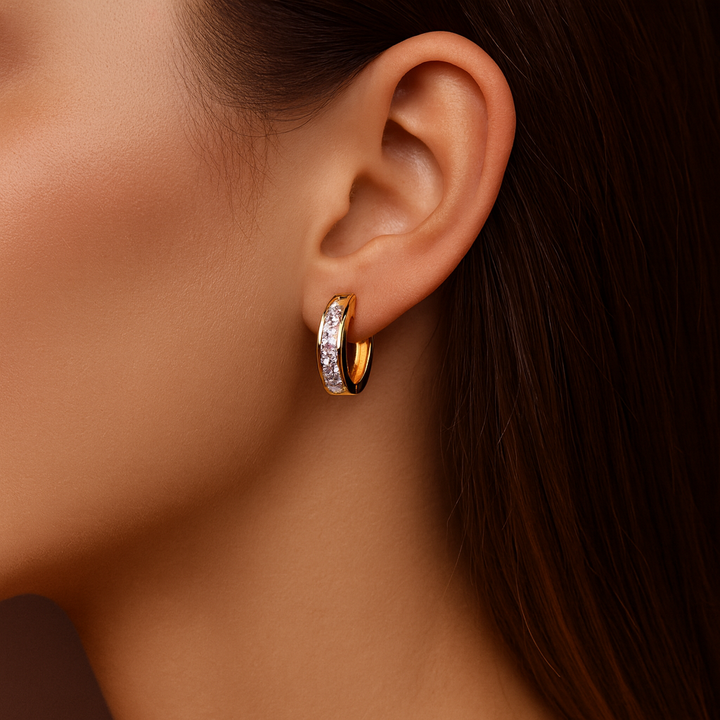 Pauline - Elegante goldene und kristallene Ohrringe