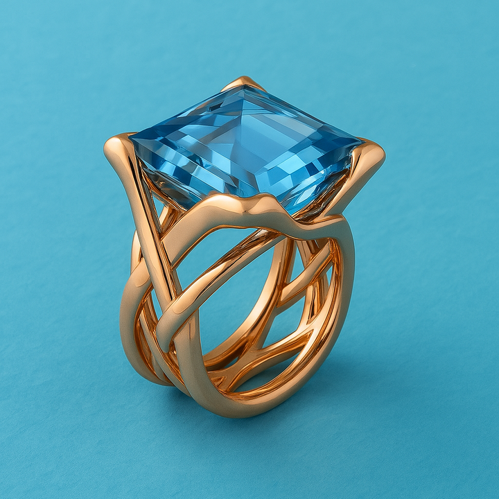 Elisabeth - Vintage Roségold Blauer Zirkon Ring