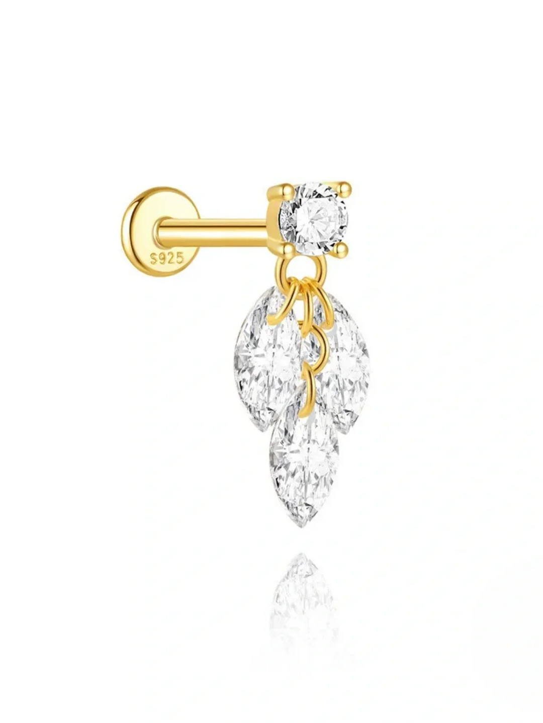 Irina – Goldene Ohrringe mit strukturierter Silhouette.