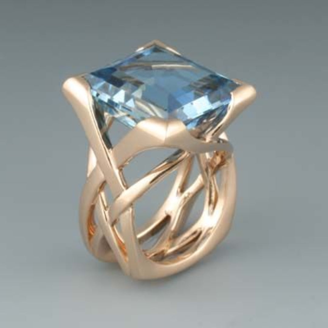 Elisabeth - Vintage Roségold Blauer Zirkon Ring