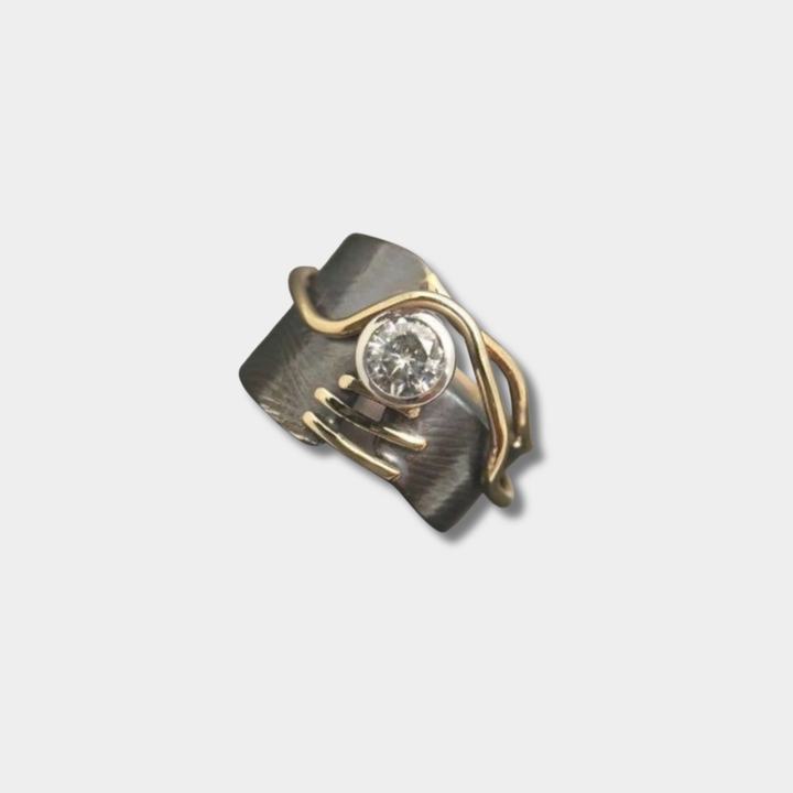 Laura - Vintage Dunkel Silberner Ring mit Zirkonen