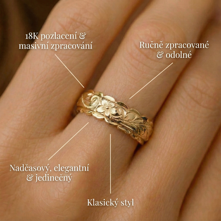 Mila - Goldener Blumenring inspiriert von der Antike