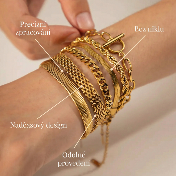 Tina – Goldarmband mit doppeltem Ketteneffekt.